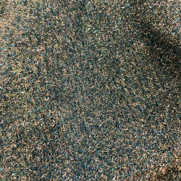 Lucky Chouette Sweater V-Neck Blue Silver Shiny Tinsel Sparkly Large Korea - Picture 15 of 15